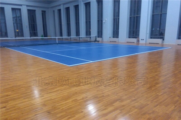 网球场运动木地板铺设效果图-2